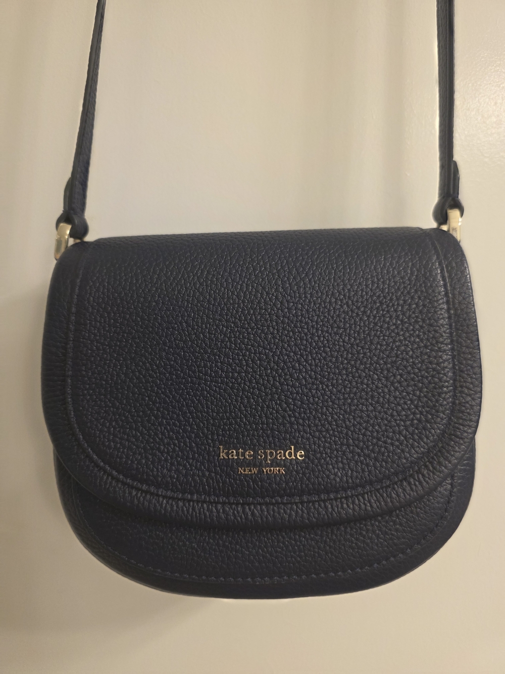 kate spade New York Roulette Small Navy Pebbled Leather Crossbody Bag